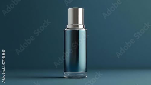 Blue Glass Bottle with Silver Cap - 3D Illustration