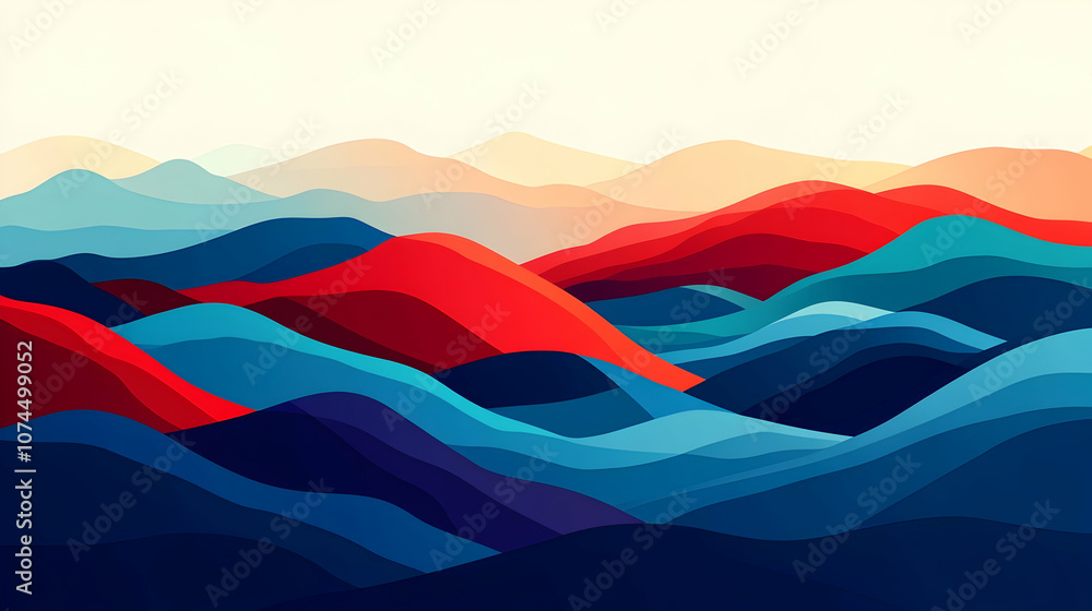 Naklejka premium Abstract colorful mountain range landscape illustration.