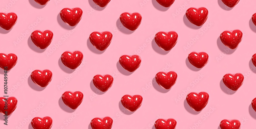Red heart seamless pattern on a pink background Red heart seamless pattern on a pink background