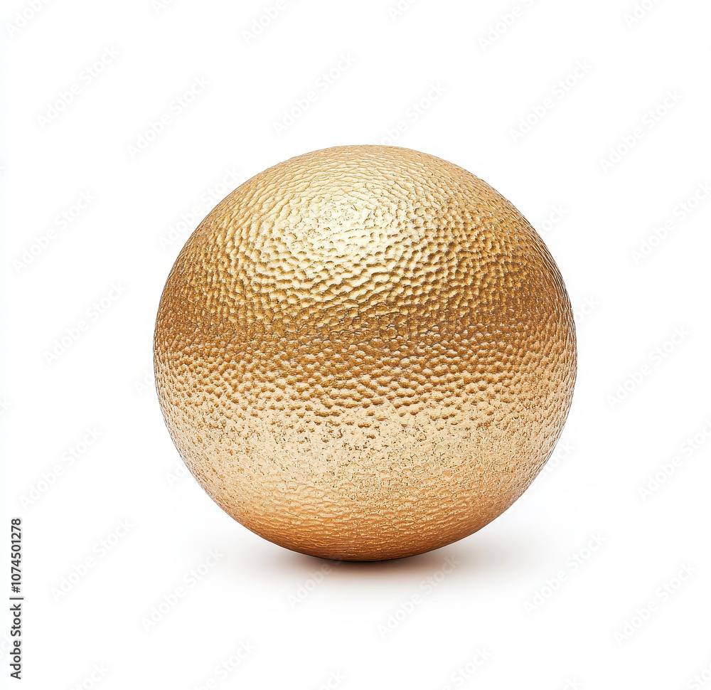 Golden metallic sphere with raised textured surface artistry Golden metallic sphere with raised textured surface artistry
