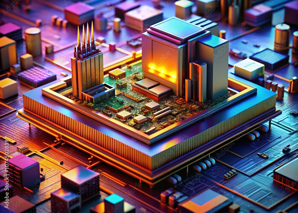 Intricate Close-Up of a Computer Processor and PC Components Showcasing Technology and Innovation in Architectural Photography Style Intricate Close-Up of a Computer Processor and PC Components Showcasing Technology and Innovation in Architectural Photography Style