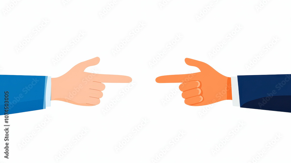 Illustration of two hands pointing in opposite directions Illustration of two hands pointing in opposite directions