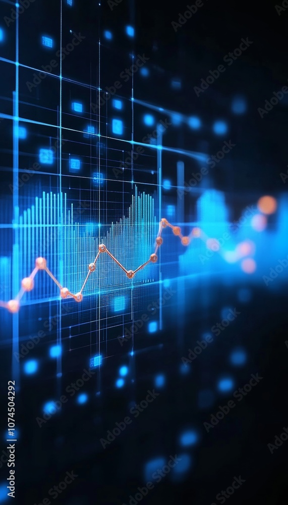 Abstract Finance Chart on Technology Grid. Visualizing Trends and High Tech Data Analysis Abstract Finance Chart on Technology Grid. Visualizing Trends and High Tech Data Analysis