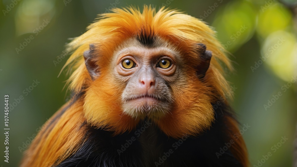 A golden-headed tamarin's (Saguinus indicus) portrait A golden-headed tamarin's (Saguinus indicus) portrait