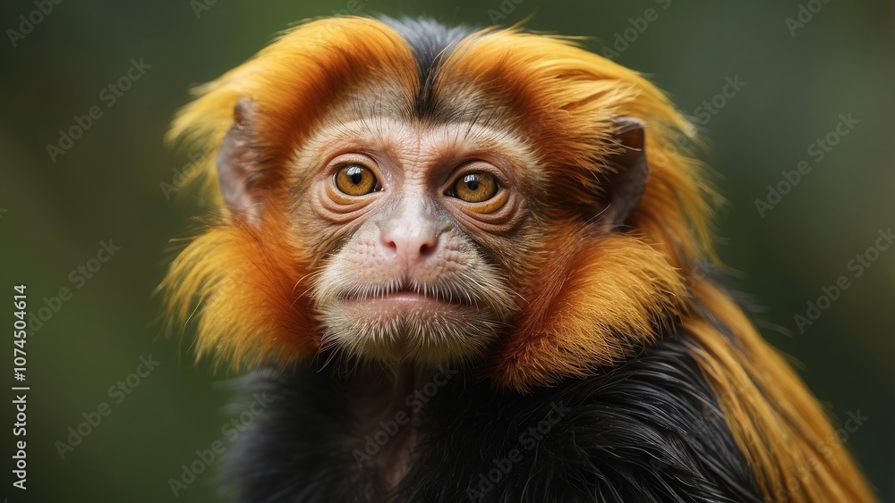 A golden-headed tamarin's (Saguinus indicus) portrait A golden-headed tamarin's (Saguinus indicus) portrait