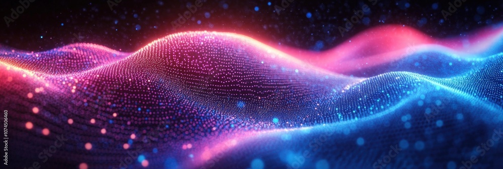 Abstract Digital Waves of Interconnected Particles Creating a Mesmerizing Visual Experience in a Vibrant Color Palette of Blue and Pink Hues for Stock Photography Abstract Digital Waves of Interconnected Particles Creating a Mesmerizing Visual Experience in a Vibrant Color Palette of Blue and Pink Hues for Stock Photography