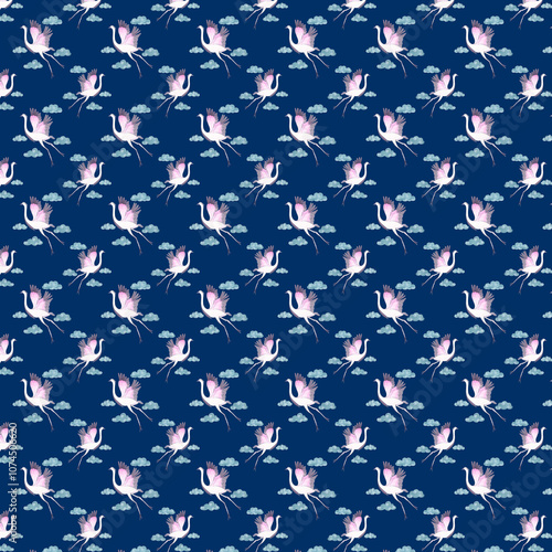 10 Seamless Pattern Set, Watercolor birds, Scrapbook Paper, pattern Fabric, Beautiful Backgrounds, White birds ,background of purple colors, birds fly
