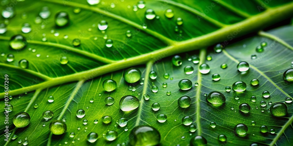 Macro Photography of Raindrops on Leaf in Rainforest, Showcasing Moisture and Ecosystem Impact, Capturing Abstract Reflections Highlighting Climate Change Effects in Nature Macro Photography of Raindrops on Leaf in Rainforest, Showcasing Moisture and Ecosystem Impact, Capturing Abstract Reflections Highlighting Climate Change Effects in Nature