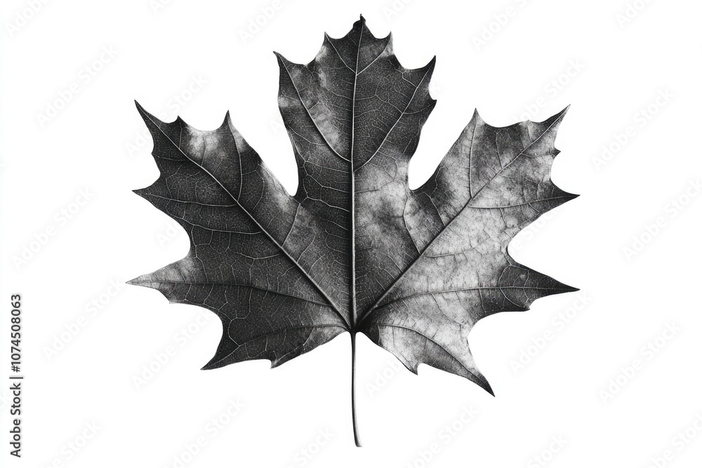 A single leaf in black and white photography A single leaf in black and white photography