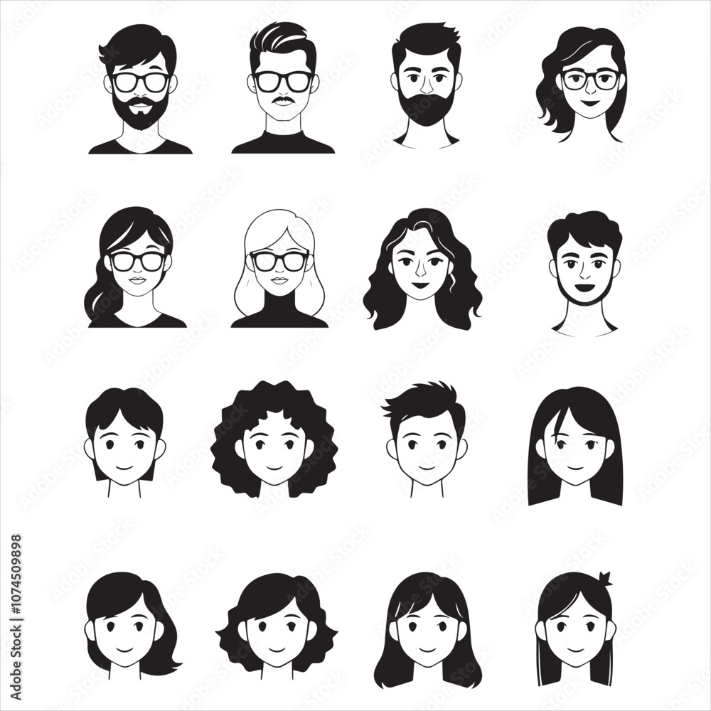 set of minimalist hand draw avatar set of minimalist hand draw avatar