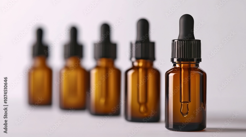 Brown Glass Dropper Bottles With Black Caps. Brown Glass Dropper Bottles With Black Caps.