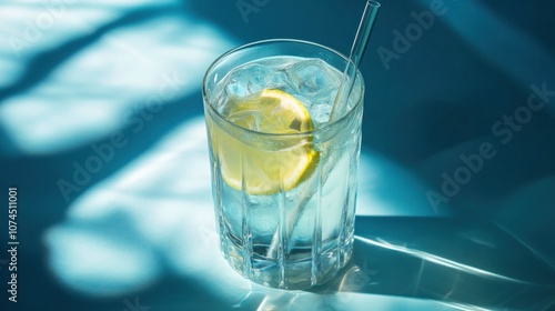 Wallpaper Mural Cold beverage with a straw, clear glass with ice cubes, perfect relief for a hot day, refreshing and vibrant Torontodigital.ca