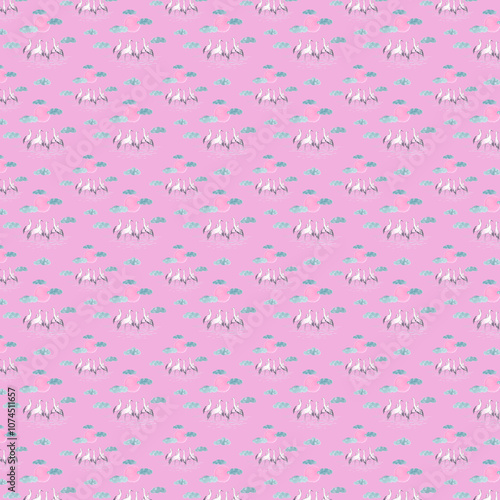 10 Seamless Pattern Set, Watercolor birds, Scrapbook Paper, pattern Fabric, Beautiful Backgrounds, White birds ,background of purple colors, birds fly
