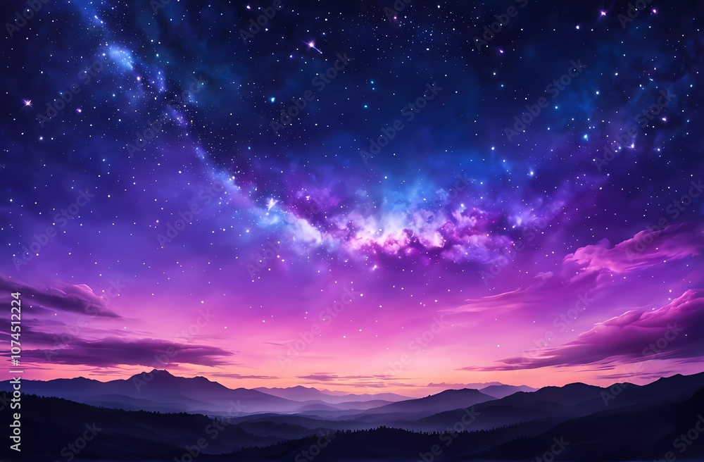 Breathtaking Starry Night Sky Over Serene Mountain Landscape Breathtaking Starry Night Sky Over Serene Mountain Landscape