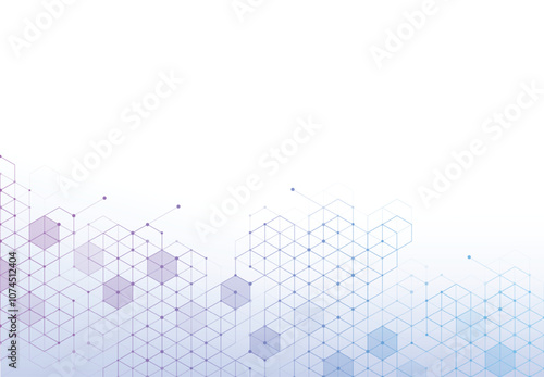 Abstract hexagonal molecular structures in technology background and science style. Medical design. Vector illustration