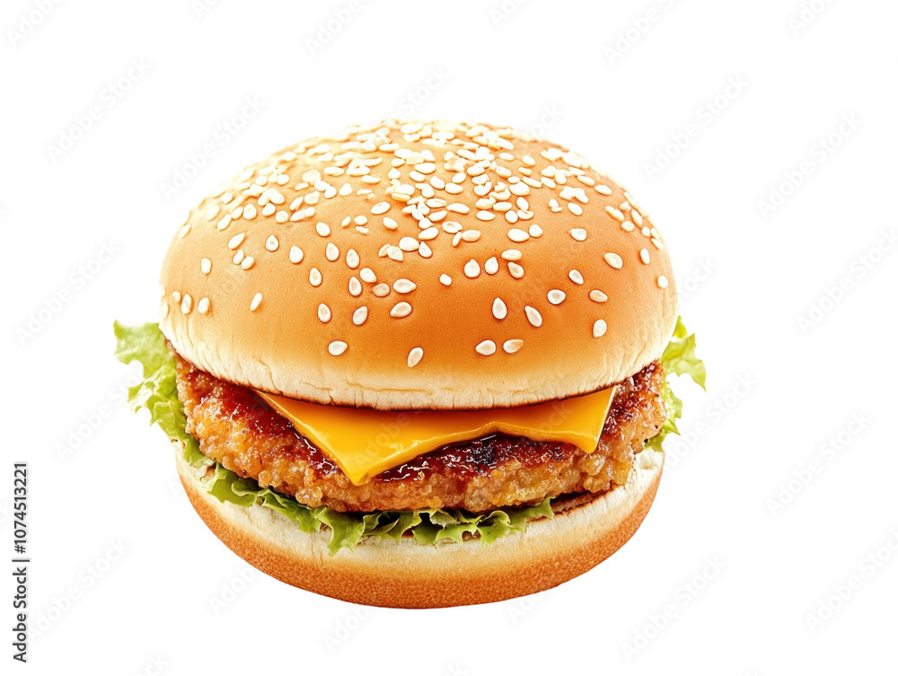Delicious cheeseburger on a sesame seed bun Delicious cheeseburger on a sesame seed bun