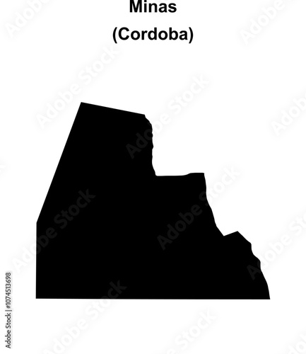 Minas department (Cordoba) blank outline map