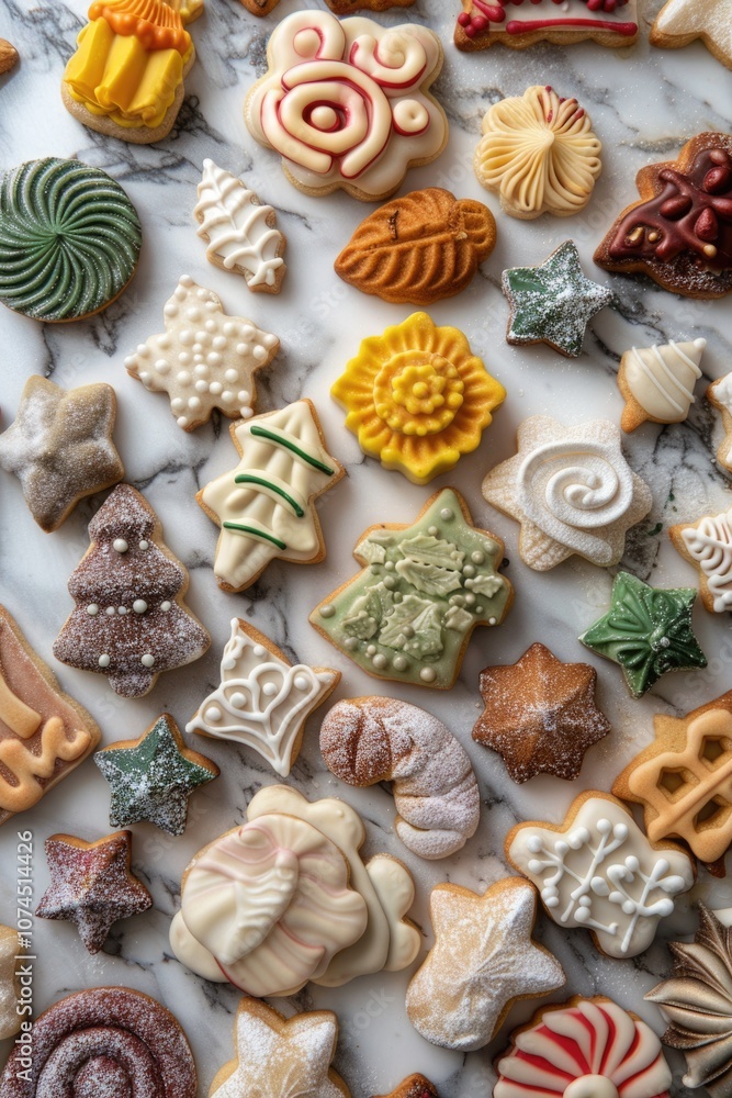 A table filled with decorated cookies, perfect for parties and celebrations A table filled with decorated cookies, perfect for parties and celebrations