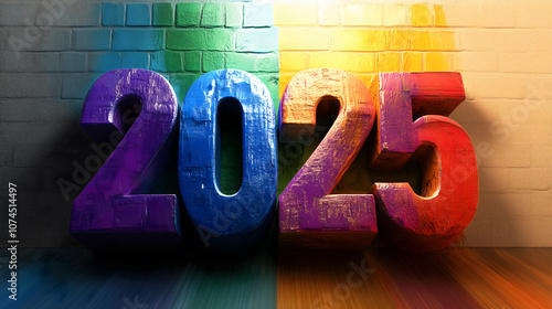 New Year 2025 Number with Colorful Texture