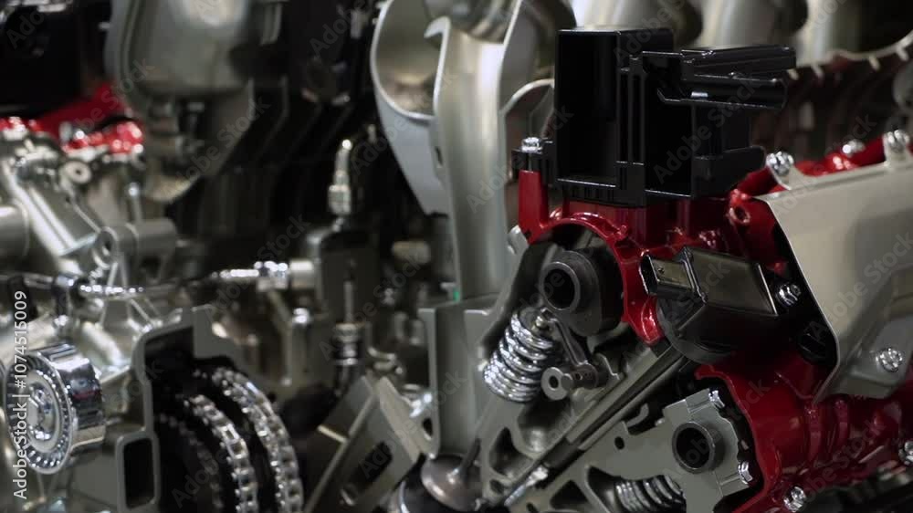 View of Highly Detailed Precision Engine Components and Their Intricate Design View of Highly Detailed Precision Engine Components and Their Intricate Design