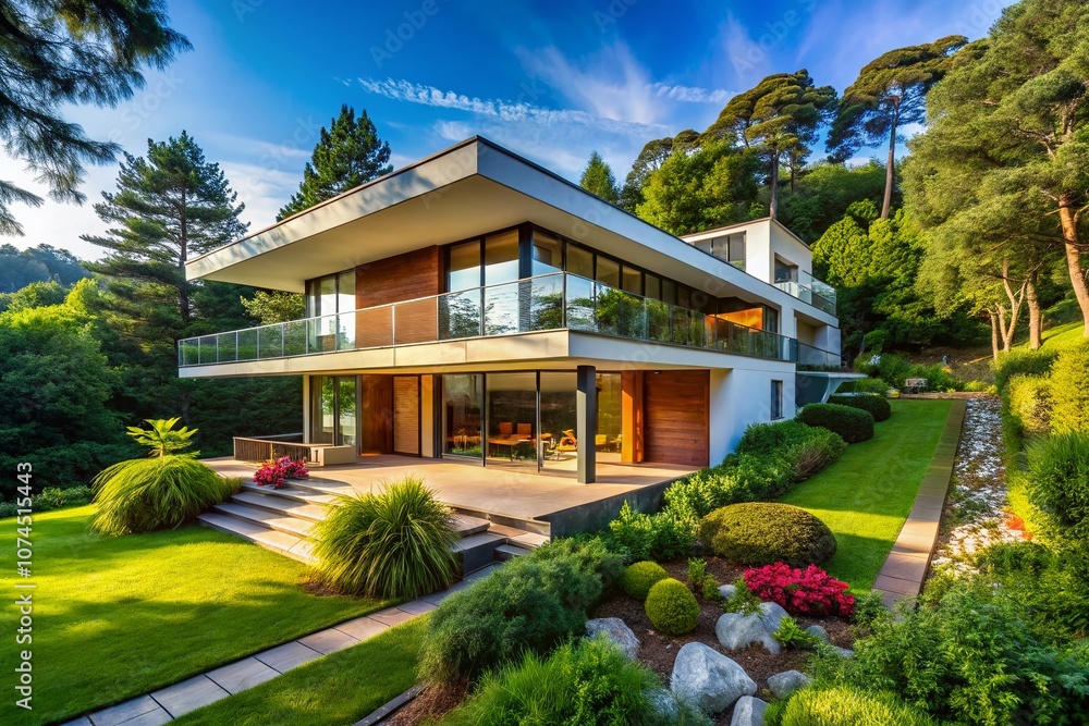 Modernist House in St. Pol: A Stunning Landscape Photography Perspective Showcasing Architectural Elegance Against Serene Natural Backdrop Modernist House in St. Pol: A Stunning Landscape Photography Perspective Showcasing Architectural Elegance Against Serene Natural Backdrop