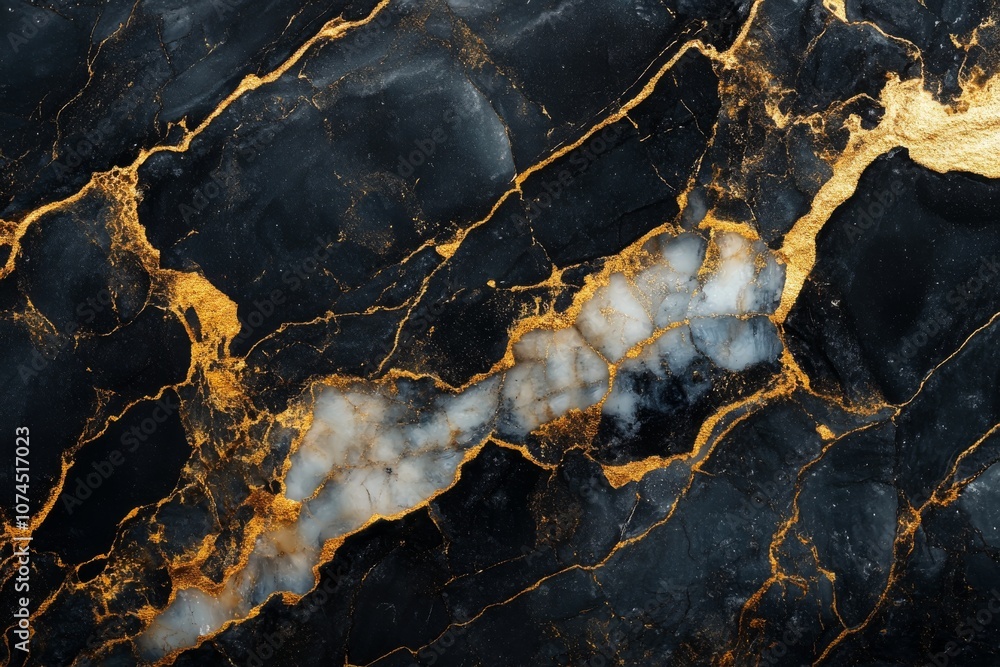 Black and gold abstract marble background with gold streaks. Watercolor wallpaper with white streaks. The texture of the stone. Black and gold abstract marble background with gold streaks. Watercolor wallpaper with white streaks. The texture of the stone.