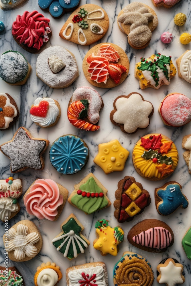 A table filled with various decorated cookies, perfect for a party or special occasion A table filled with various decorated cookies, perfect for a party or special occasion