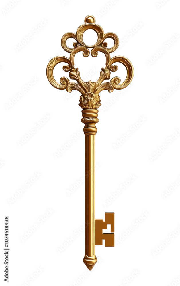 Ornate Golden Key with Intricate Design Ornate Golden Key with Intricate Design