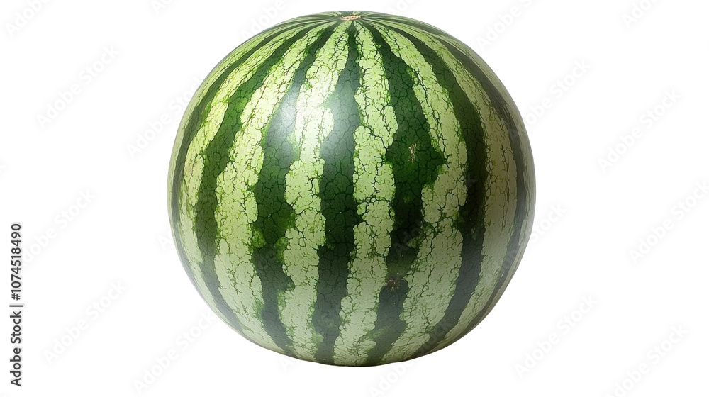 Fresh Watermelon with Green Stripes on transparent Background Fresh Watermelon with Green Stripes on transparent Background