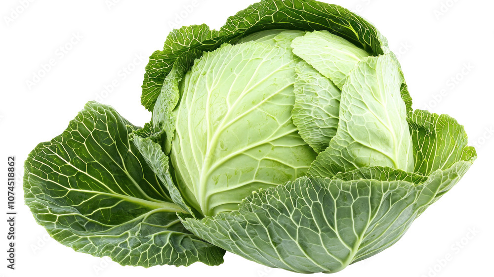 Fototapeta premium Fresh Green Cabbage with Crisp Leaves