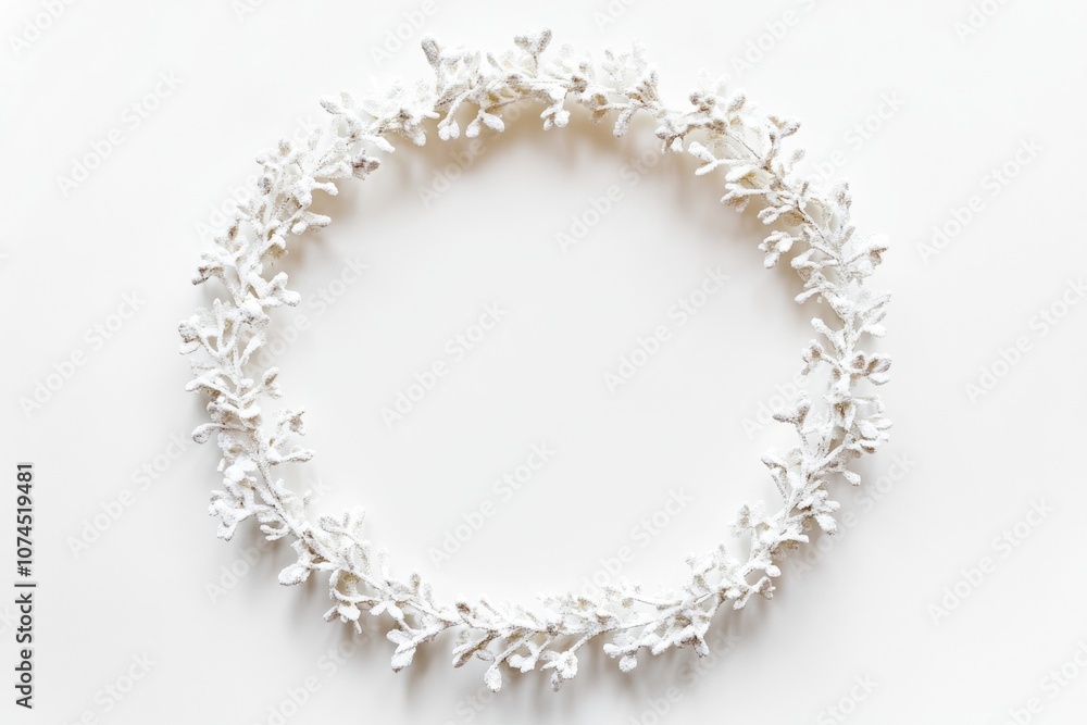 Fototapeta premium A delicate wreath made from paper flowers sits on a plain white surface