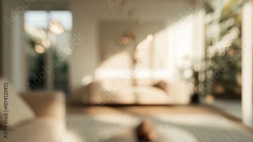 Bright and airy living room with a blurred background showcasing natural light and a cozy atmosphere during the daytime
