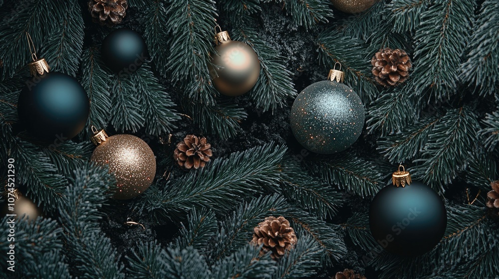 A detailed view of Christmas tree decorations A detailed view of Christmas tree decorations