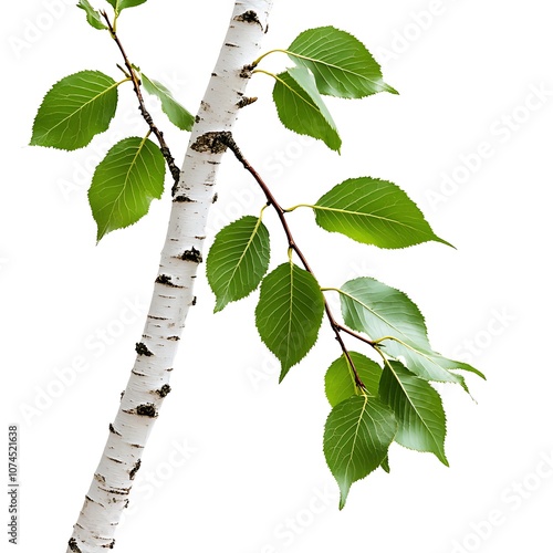 Betula pendula isolated on a white background, close up