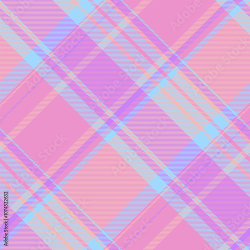 Pride background fabric tartan, thin check vector textile. Cute texture seamless pattern plaid in pink and light colors.