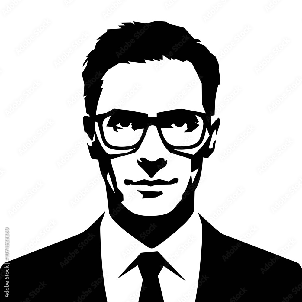 Stylish Man in Glasses Black and White Portrait Stylish Man in Glasses Black and White Portrait