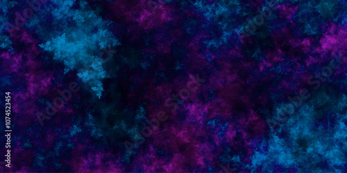 Star field background Aquamarine and pink dark red pink, blue and purple nebula universe. Cosmic neon light blue watercolor background aquarelle deep black Paper textured. Fantastic outer view space 