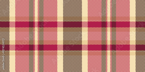 Wool seamless plaid pattern, handsome background textile tartan. Summer fabric vector check texture in wheat and red colors.