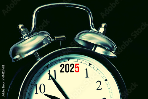 Photography An alarm clock signals the start of New Year 2025