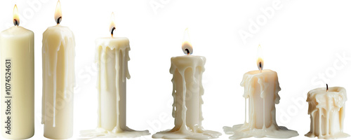 burning candle isolated on white background