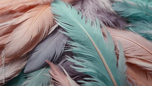 background texture of feathers in pastel colours with an abstract design