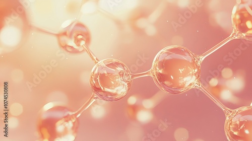 Background featuring molecular structures in a science illustration of a cream molecule suitable for hyaluronic acid skincare collagen serum drops and cosmetic advertising backgrounds