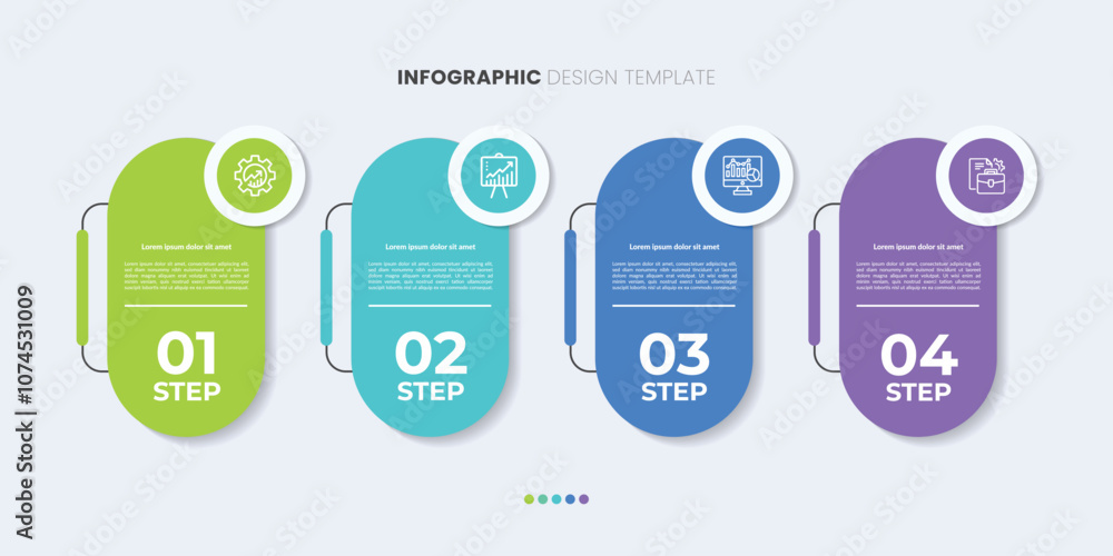 Business infographic template. 4 Step timeline journey. Process diagram, 4 options on white background, Infograph elements Business infographic template. 4 Step timeline journey. Process diagram, 4 options on white background, Infograph elements