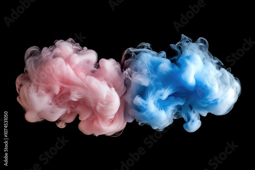 Close-up of colorful smoke clouds on a dark background, great for abstract or creative compositions photo