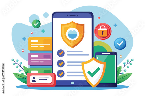 This graphic illustrates the management of mobile device security information focusing on SIM protection Manage security information on mobile devices, simple picture