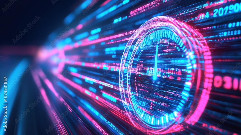 Fototapeta premium Explore the future of technology with dynamic visuals and data