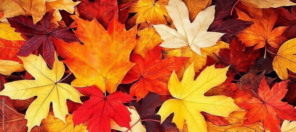 Vibrant Autumn Leaves Background, A Colorful Tapestry of Fall Foliage in Red, Orange, and Yellow Vibrant Autumn Leaves Background, A Colorful Tapestry of Fall Foliage in Red, Orange, and Yellow