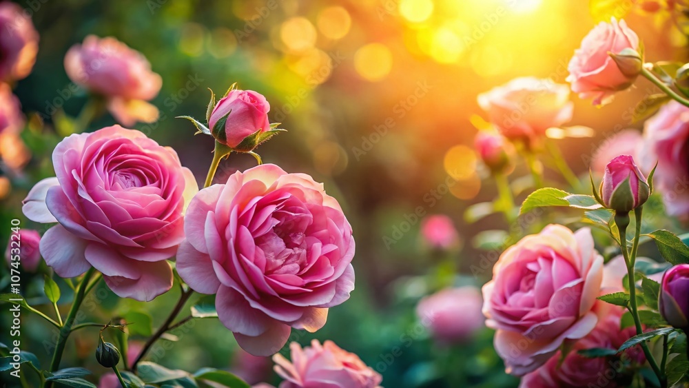 Serene Pink Roses in a Dimly Lit Garden Creating a Romantic Atmosphere for Floral Design with Beautiful Copy Space for Elegant Text Overlay Serene Pink Roses in a Dimly Lit Garden Creating a Romantic Atmosphere for Floral Design with Beautiful Copy Space for Elegant Text Overlay