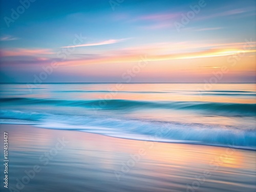 Serene Watercolor Minimalist Long Exposure: Capturing a Tranquil Scene of Soft Waves and Gentle Colors Blending Harmoniously in a Dreamy Ocean Landscape