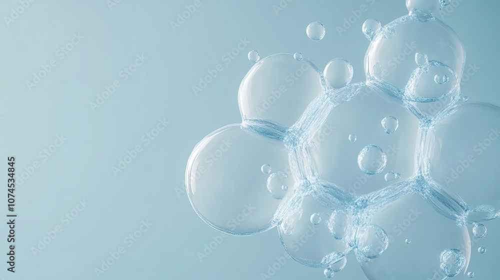 Cosmetic moisturizer water molecule showcasing cosmetic essence liquid bubble and molecular structure on a blue background 3D rendering Cosmetic moisturizer water molecule showcasing cosmetic essence liquid bubble and molecular structure on a blue background 3D rendering